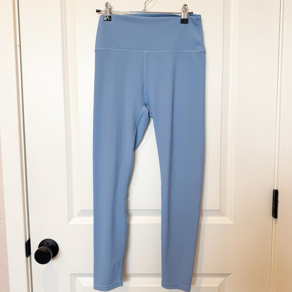 Wilo The Label Womens Ribbed Blue Leggings Size Medium Pilates Yoga Athleisure